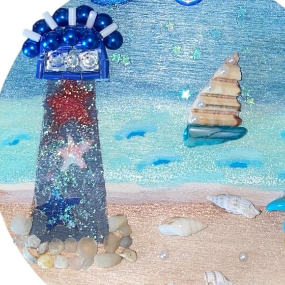 Coastal Lighthouse Holiday Ornament - Blue and Red - Picture 7 of 12